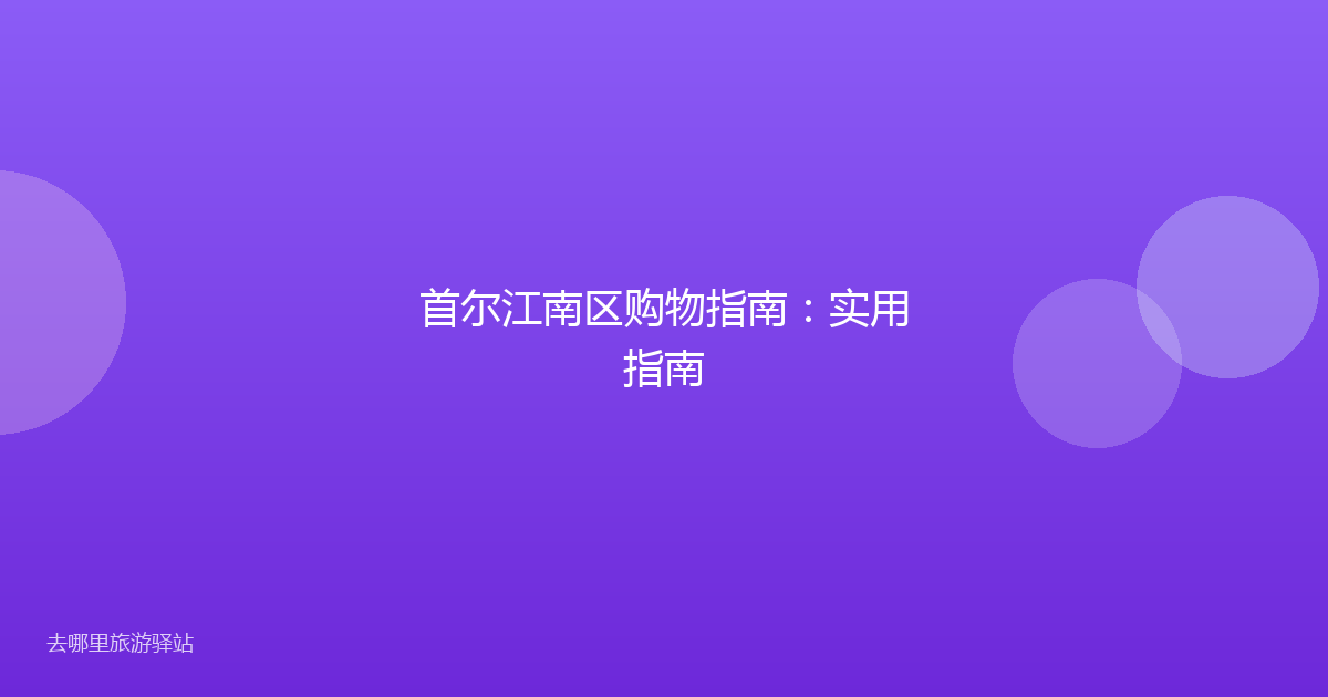 首尔江南区购物指南:实用指南