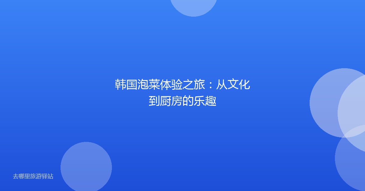 韩国泡菜体验之旅：从文化到厨房的乐趣