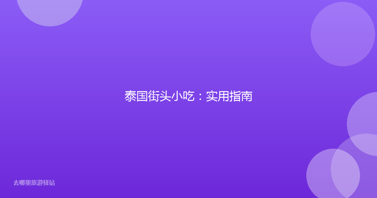 泰国街头小吃：实用指南