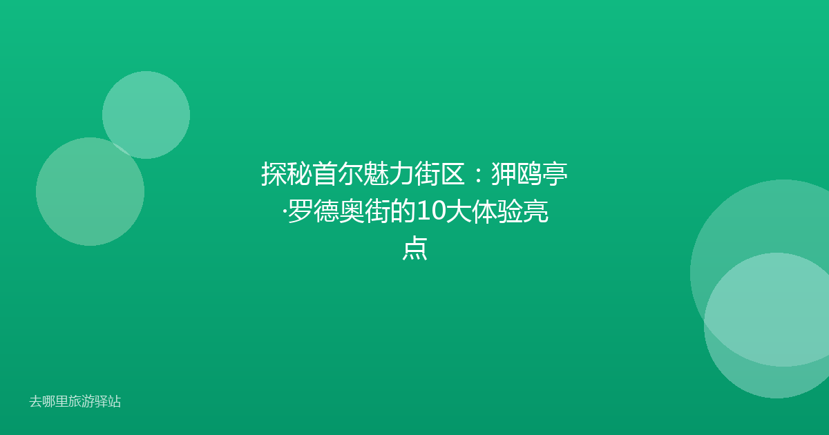 探秘首尔魅力街区：狎鸥亭·罗德奥街的10大体验亮点