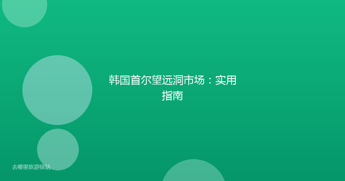 韩国首尔望远洞市场：实用指南