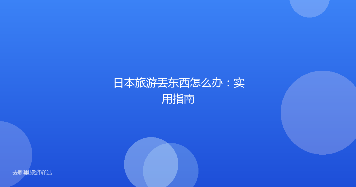 日本旅游丢东西怎么办：实用指南